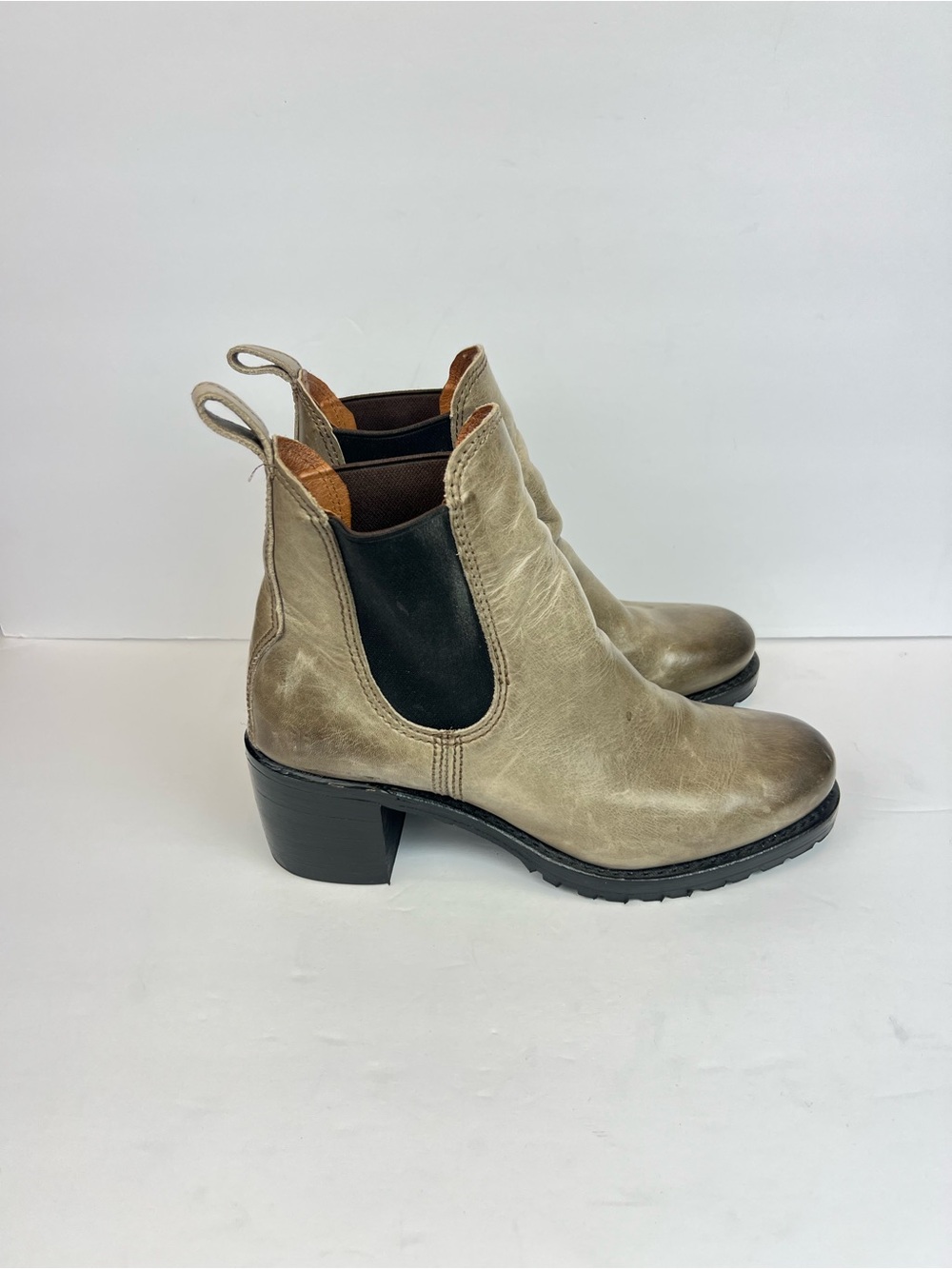 Frye Womens Sabrina Chelsea Leather Block Heel Ankle Boots, Stone, US Size 9.5